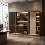 Luxury Walnut Executive Storage Wall Cabinet