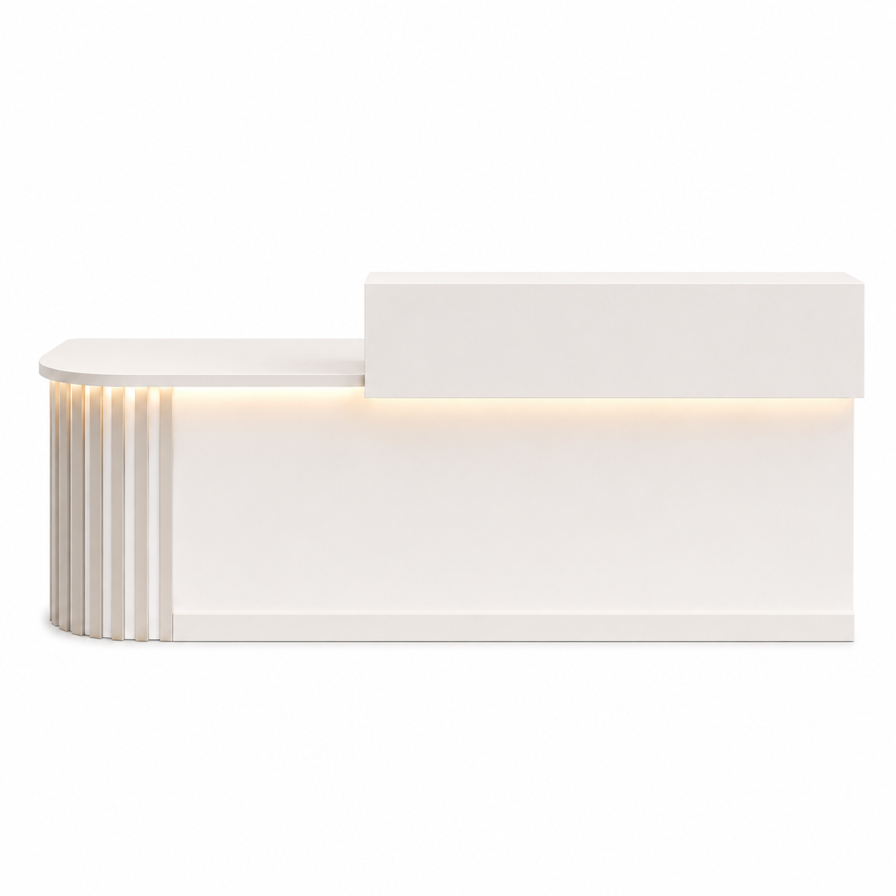Modern Curved Reception Desk with LED Lighting and Storage Counter
