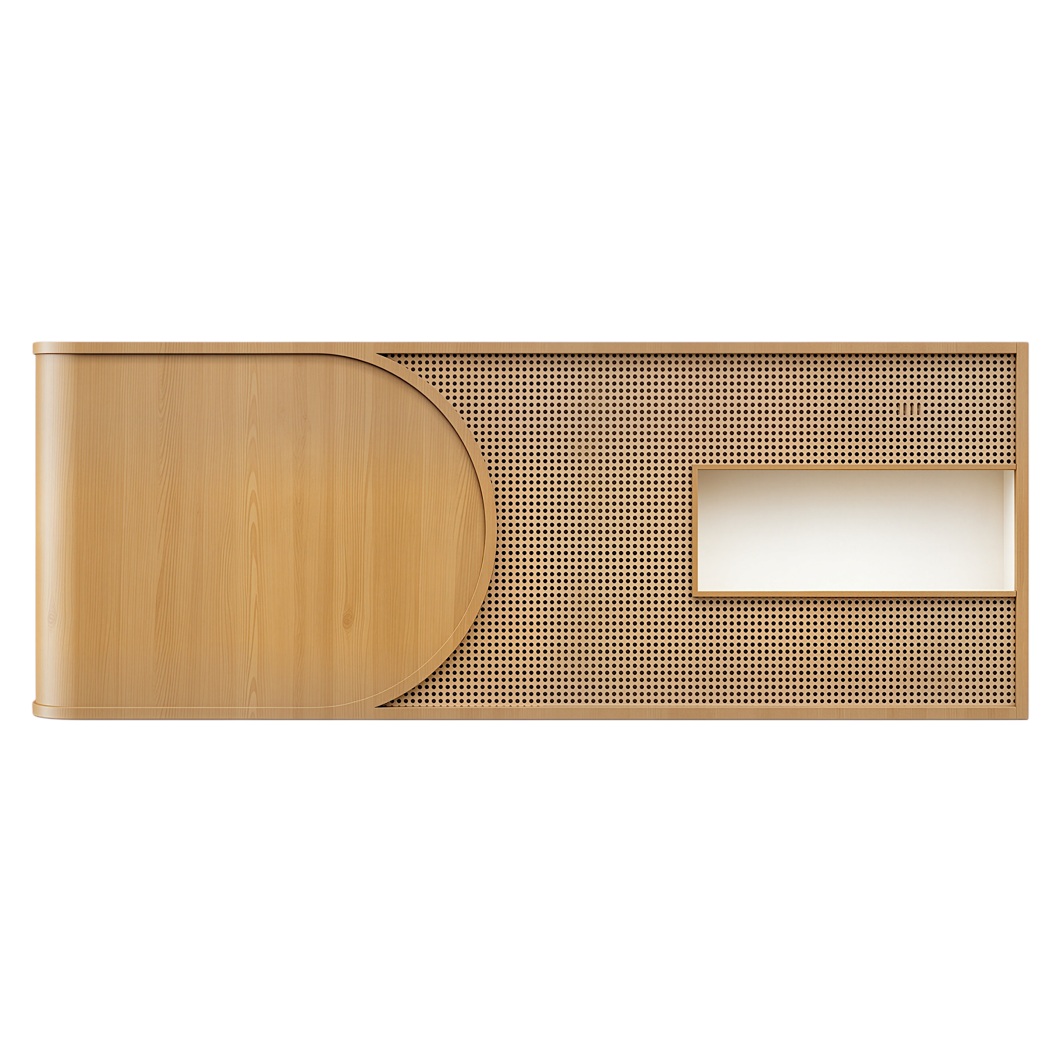 Curved Rattan Reception Desk with Display Shelf