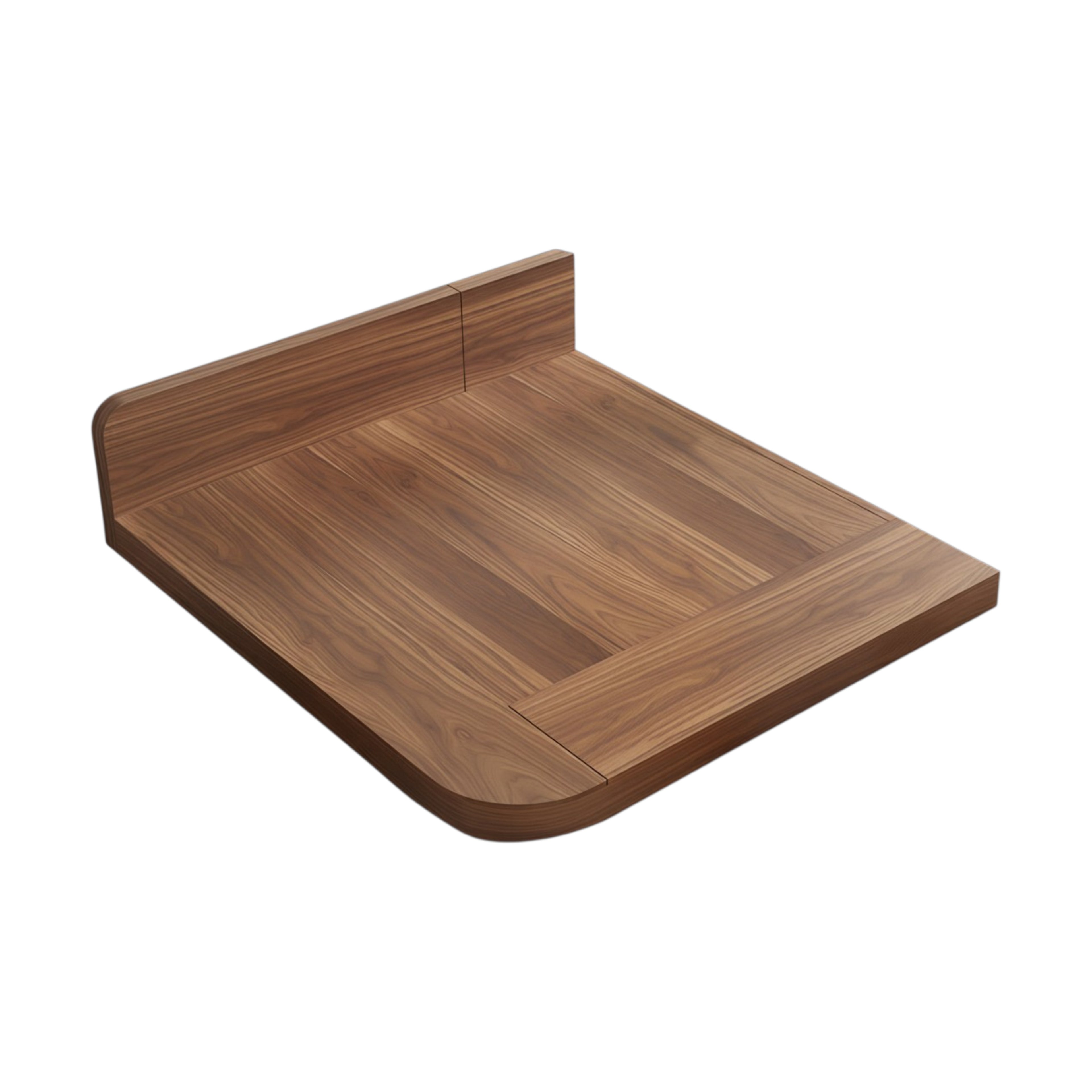 Minimalist Low Platform Bed Frame with Extended Timber Base and Integrated Side Table