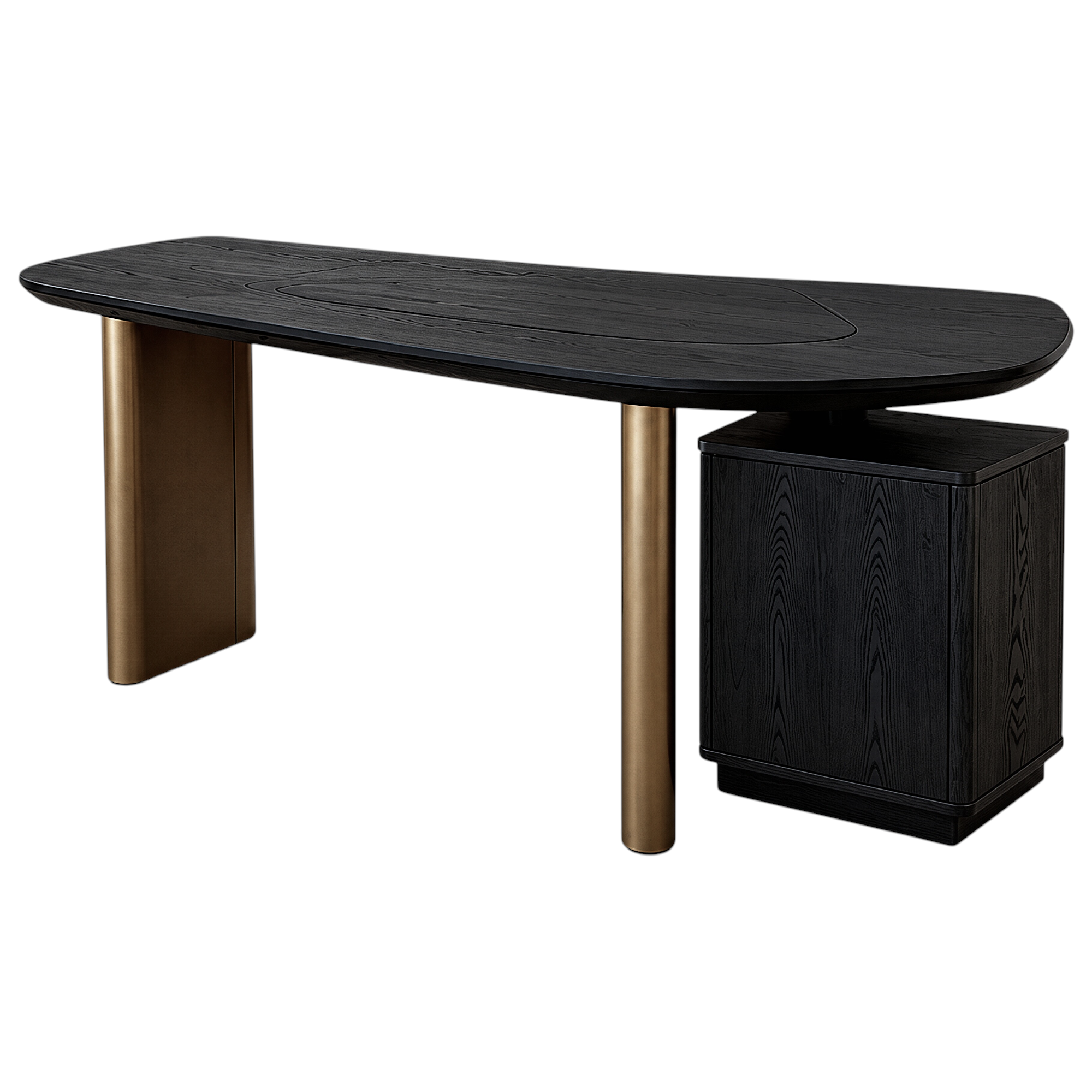 Modern Executive Desk with Leather Inlay & Storage