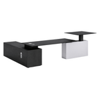 Modern Executive L-Shape Desk With Credenza Storage, Optional Sit-Stand Electric Lift System