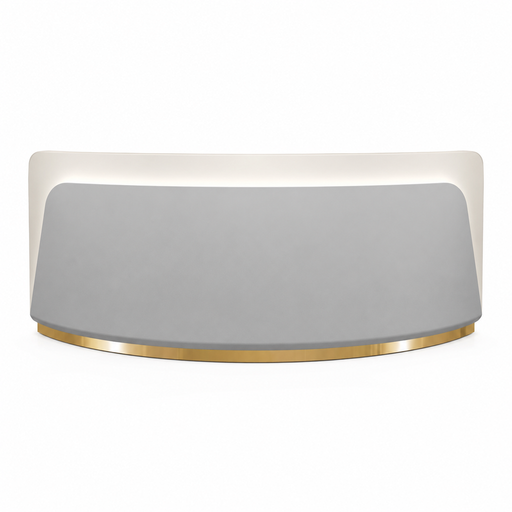 Modern Curved Reception Desk with LED Accent