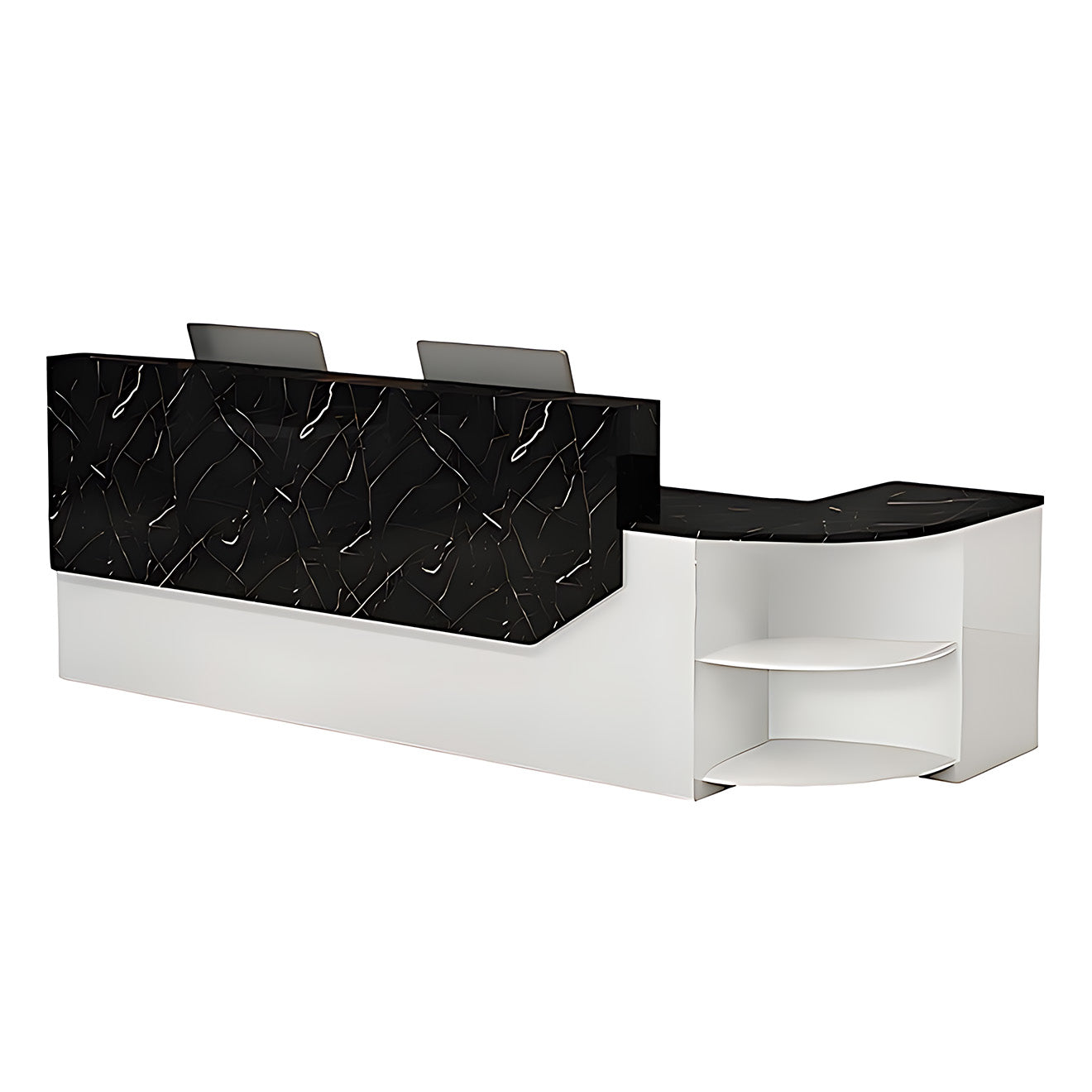 L-Shaped Modern Reception Desk with LED Lighting
