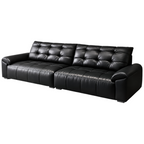 Minimalist Leather Sofa with Generous Seating and Sculpted Contemporary Form