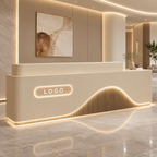 Contemporary Reception Counter with LED Fluted Panel and Custom Logo