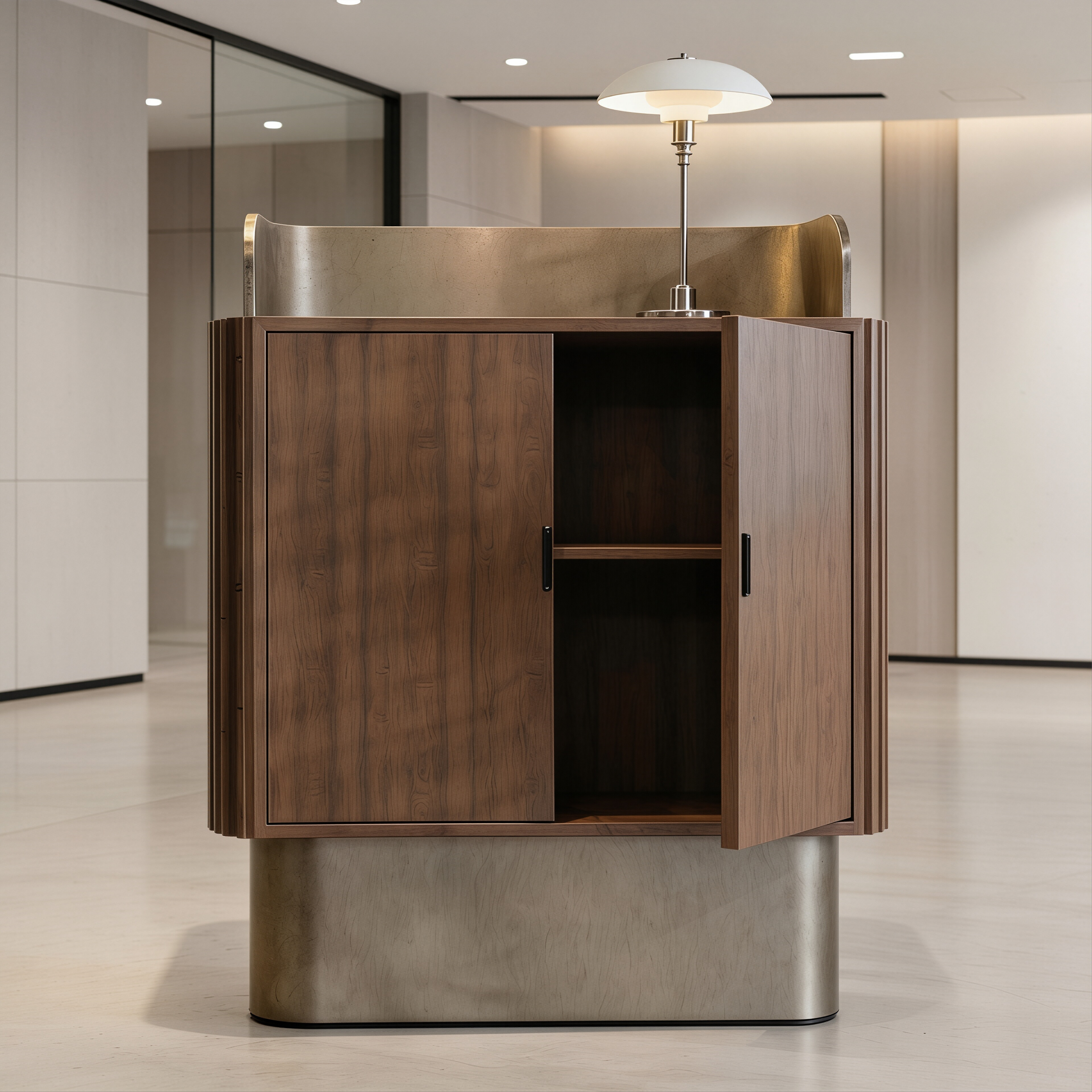 Contemporary Reception Desk with Galvanised Steel Frame