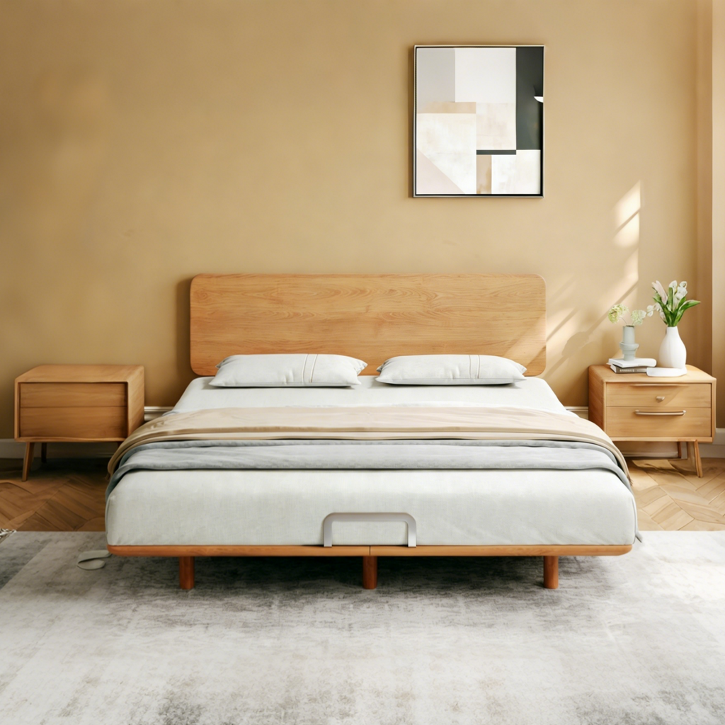 Modern Timber Bed with Low Profile Base