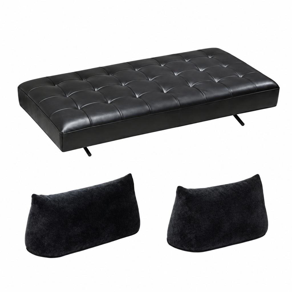 Modern Leather Lounge Sofa with Movable Cushions