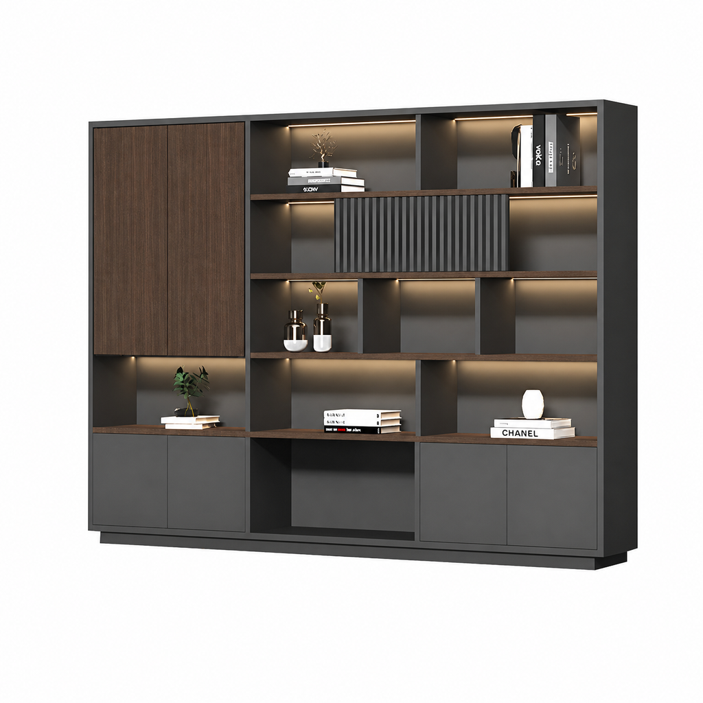 Modern Open-Shelved Executive Storage Cabinet
