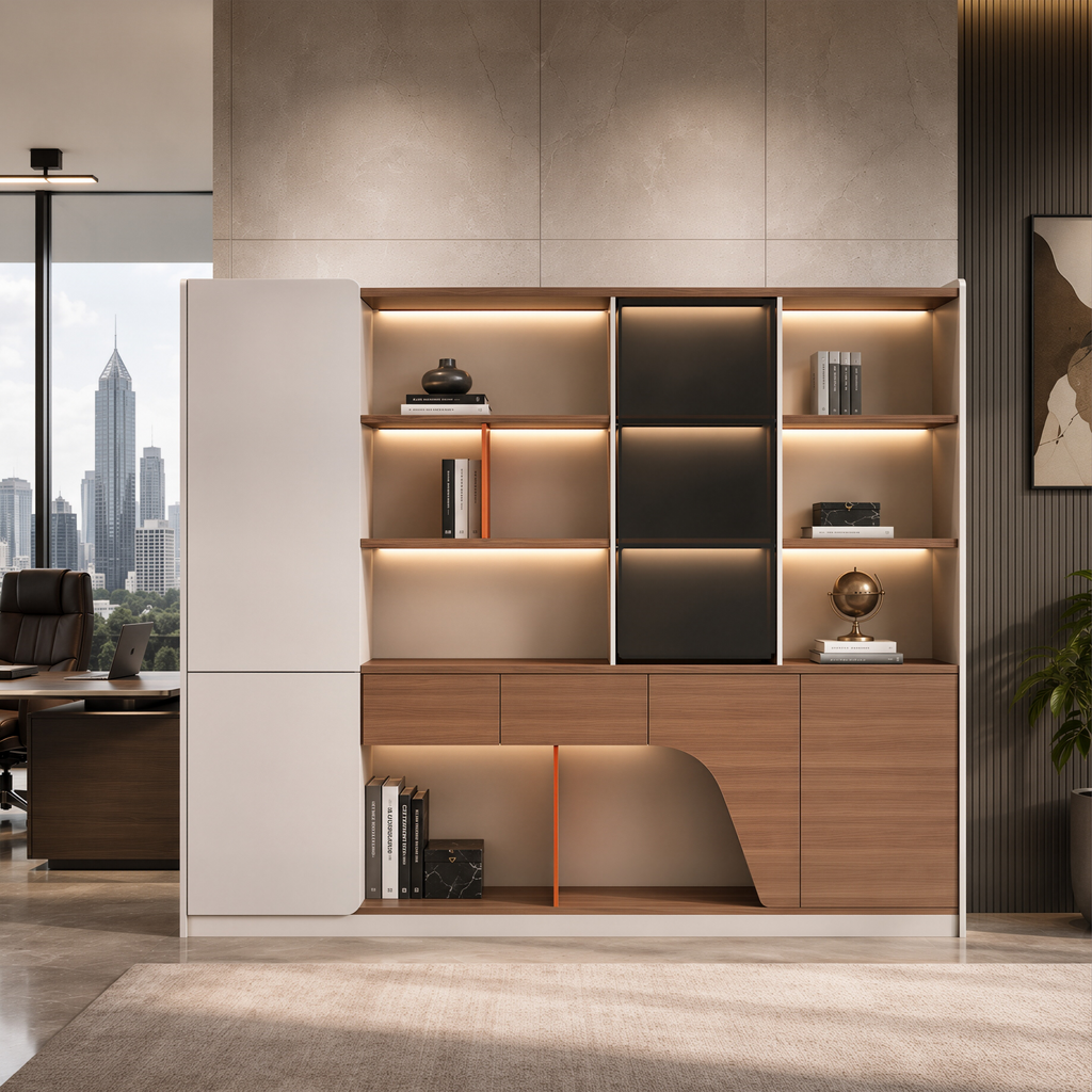 Light Oak Executive Storage Wall Cabinet