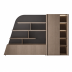 Curved Display Filing Cabinet with Integrated Wardrobe Storage