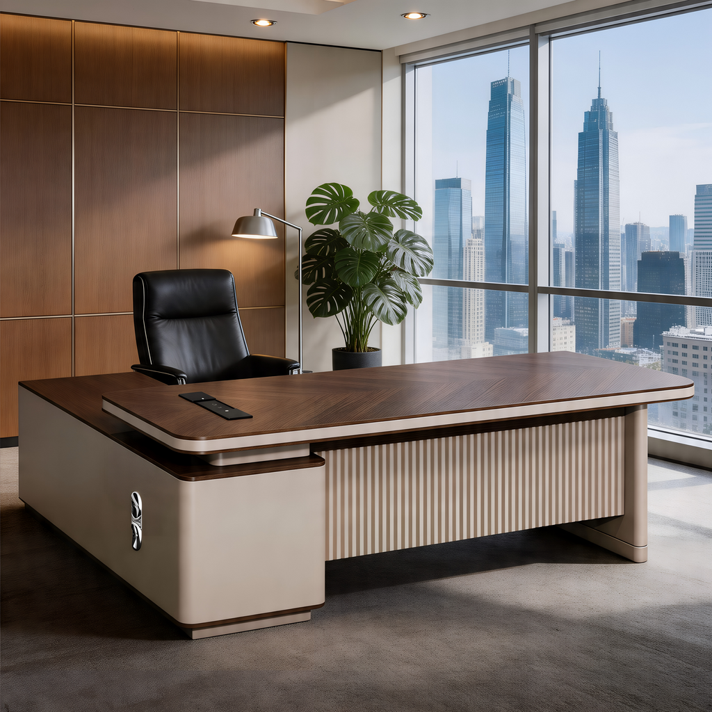 Designer Executive Desk with Textured Front Panel