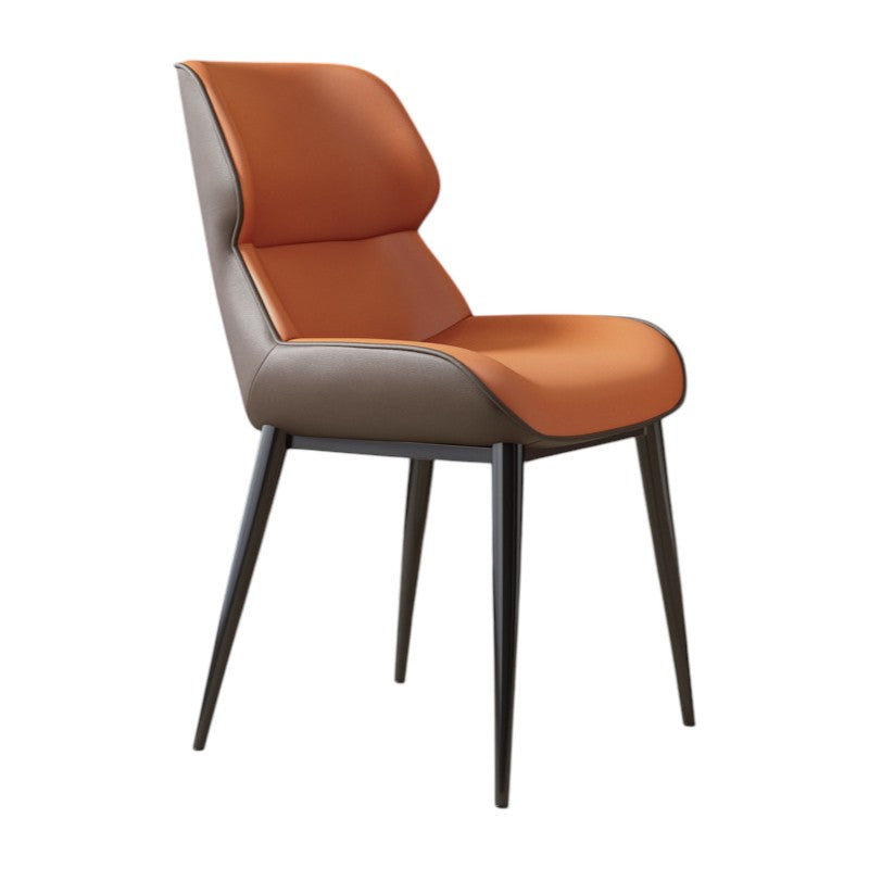 Modern Two Tone Upholstered Home Chair With Steel Legs