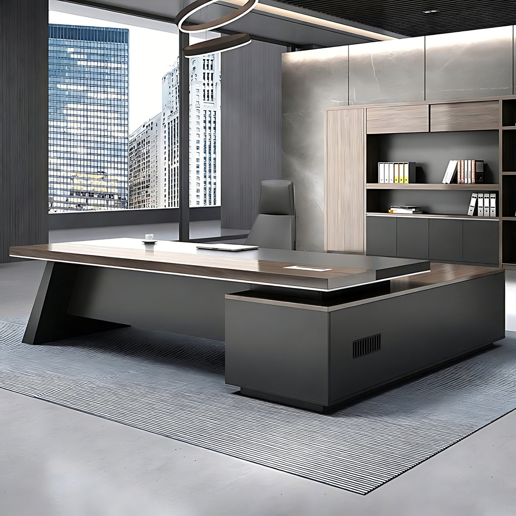 Designer Executive Office Desk with Storage Cabinet