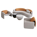 Modern Organic Curved Fabric Sofa Set - Designer Lounge Suite for Contemporary Open Living