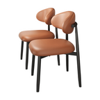 Modern Upholstered Home Chair With Curved Backrest And Steel Legs
