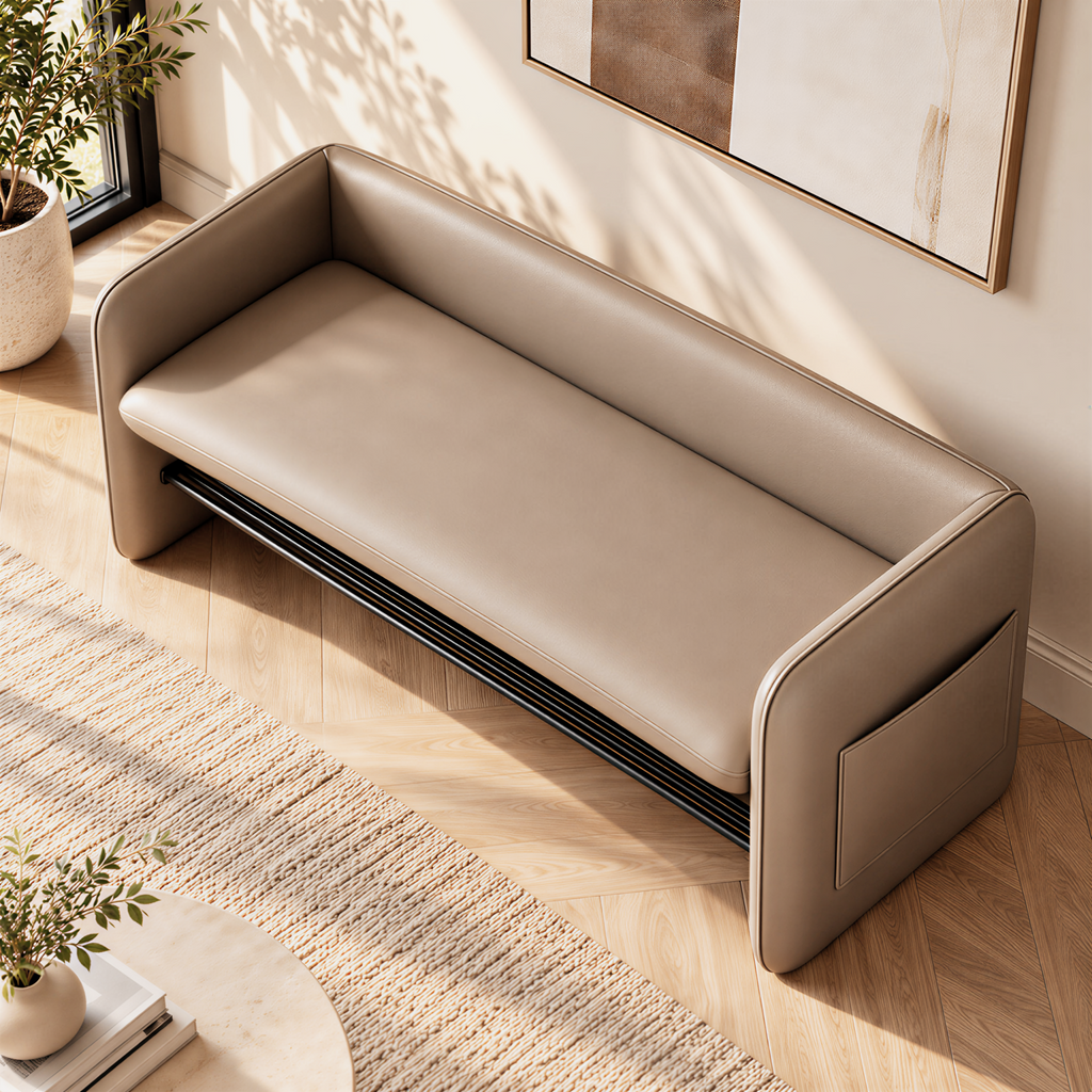 Modern Leather Shoe Storage Bench with Custom Size Options