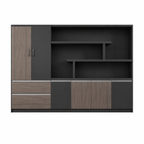Contemporary Executive Office Storage Cabinet with Display Shelving