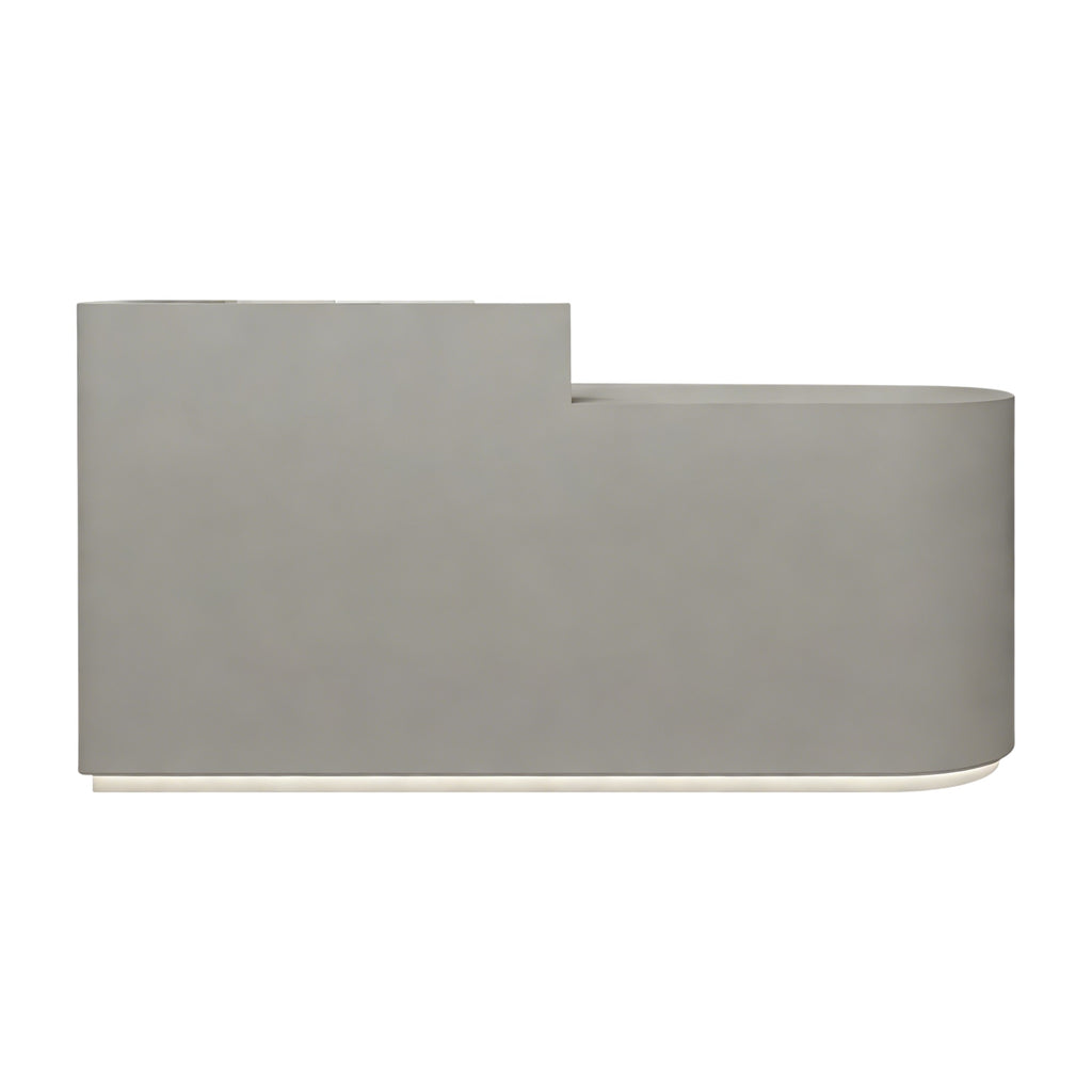 Minimalist L-Shaped Reception Desk with LED Plinth