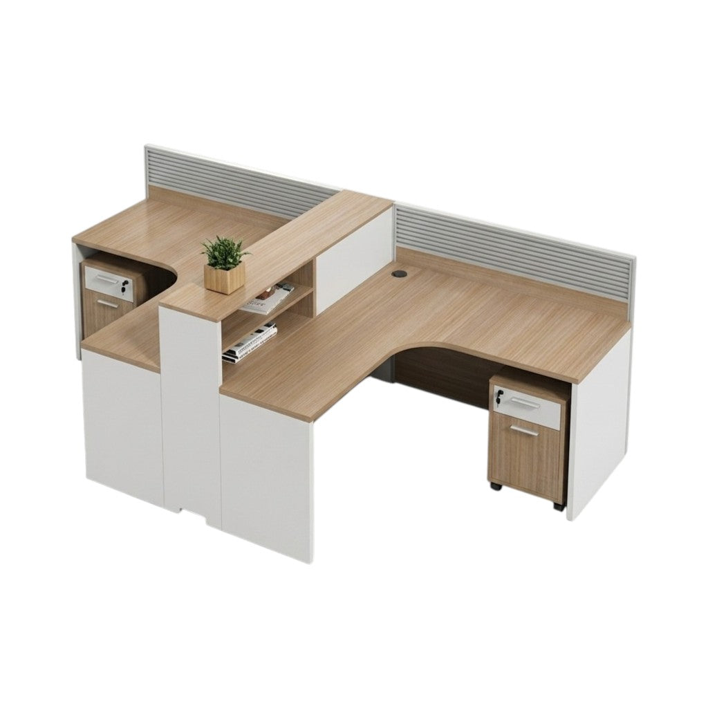 Professional Collaborative Office Workstation System featuring Integrated Privacy Panelling and Matching Storage Solutions