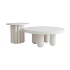 Curved Cream Bouclé Sofa and Round Coffee Table Lounge Set with Accent Armchair