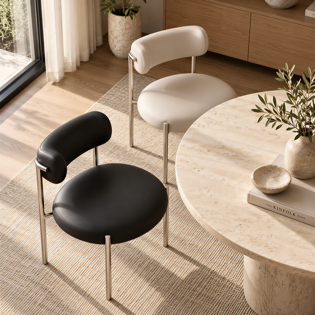 Modern Upholstered Dining Chair with Sculpted Backrest & Colour Options