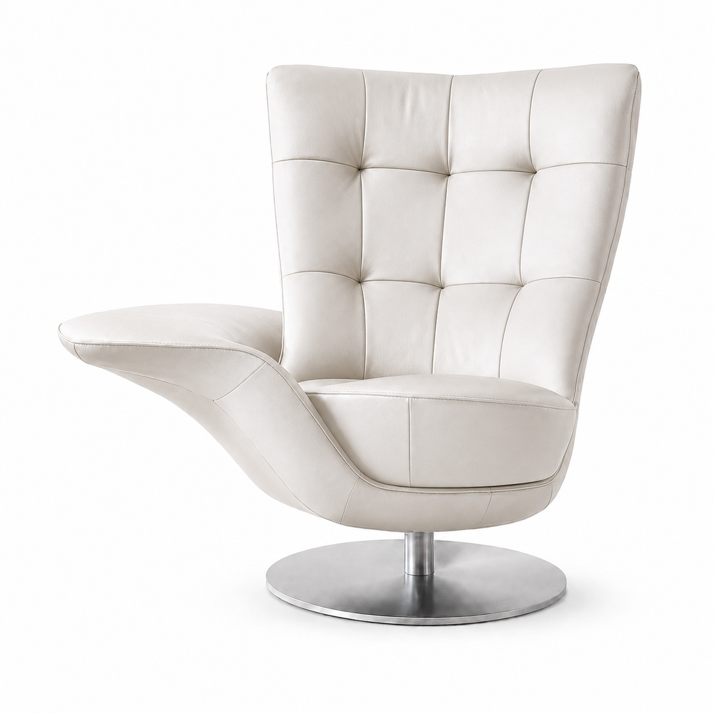 Modern Swivel Lounge Chair with Integrated Side Table