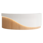 Modern Curved LED Reception Counter with Timber Finish