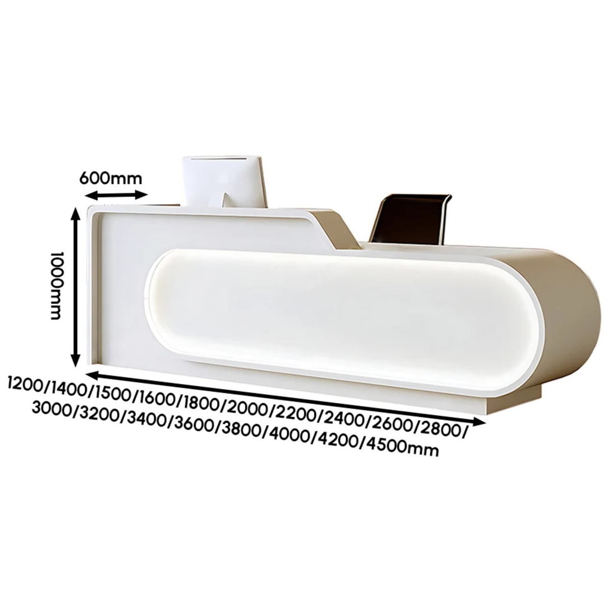 Modern LED Lit Office Reception Desk Eco Friendly E1 Grade with Lockable Storage