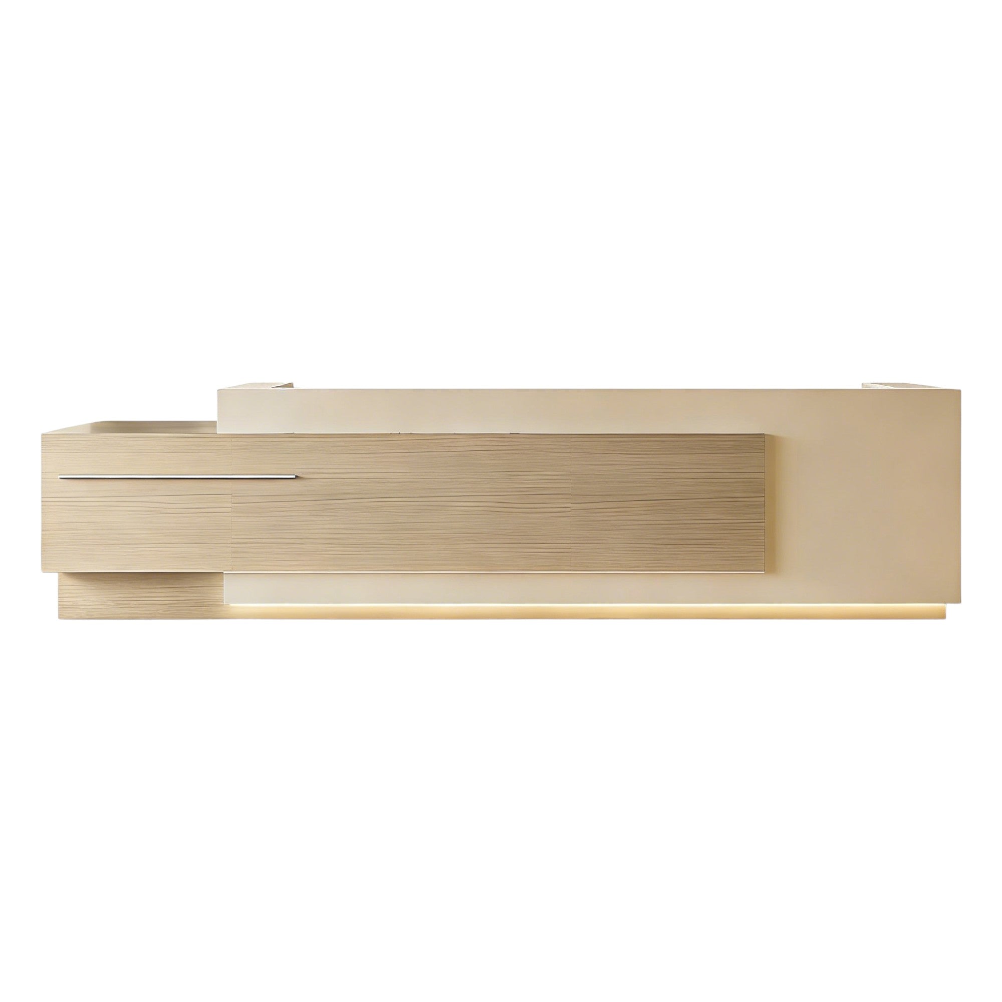 Corporate Reception Counter with Timber Inlay and LED Glow