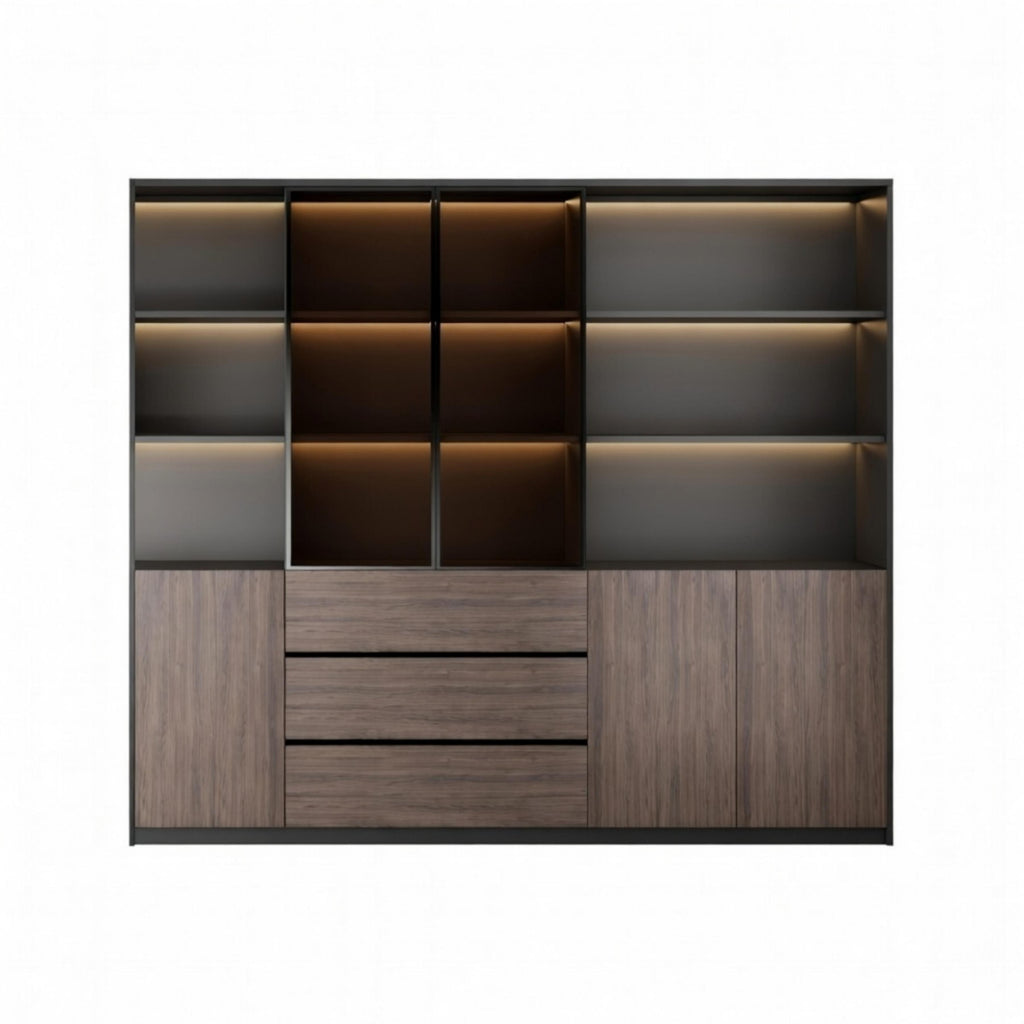 Premium Executive Storage Cabinet with Open Display Shelves