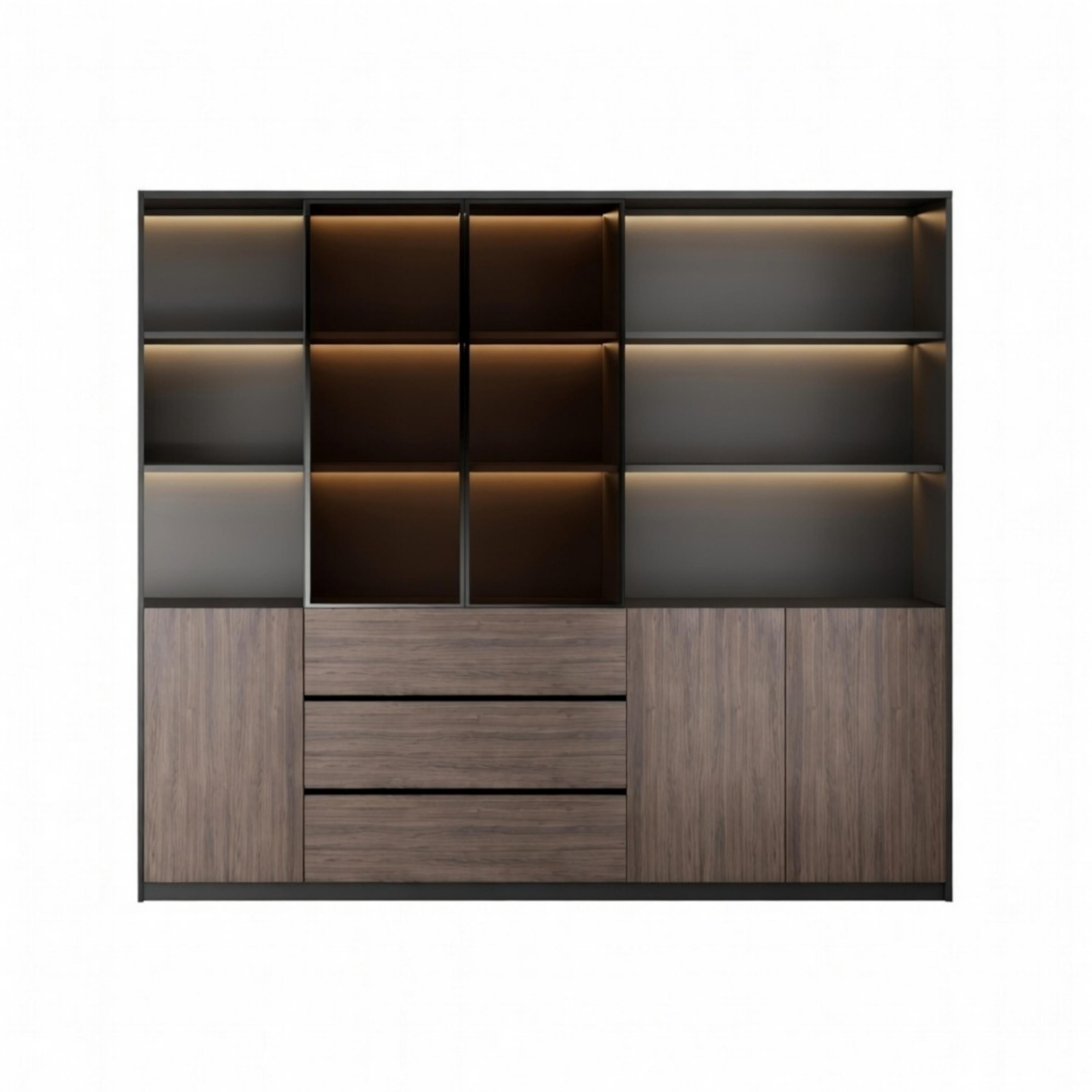 Premium Executive Storage Cabinet with Open Display Shelves