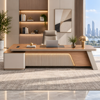 Sculptural L-Shaped Executive Desk with Integrated Storage