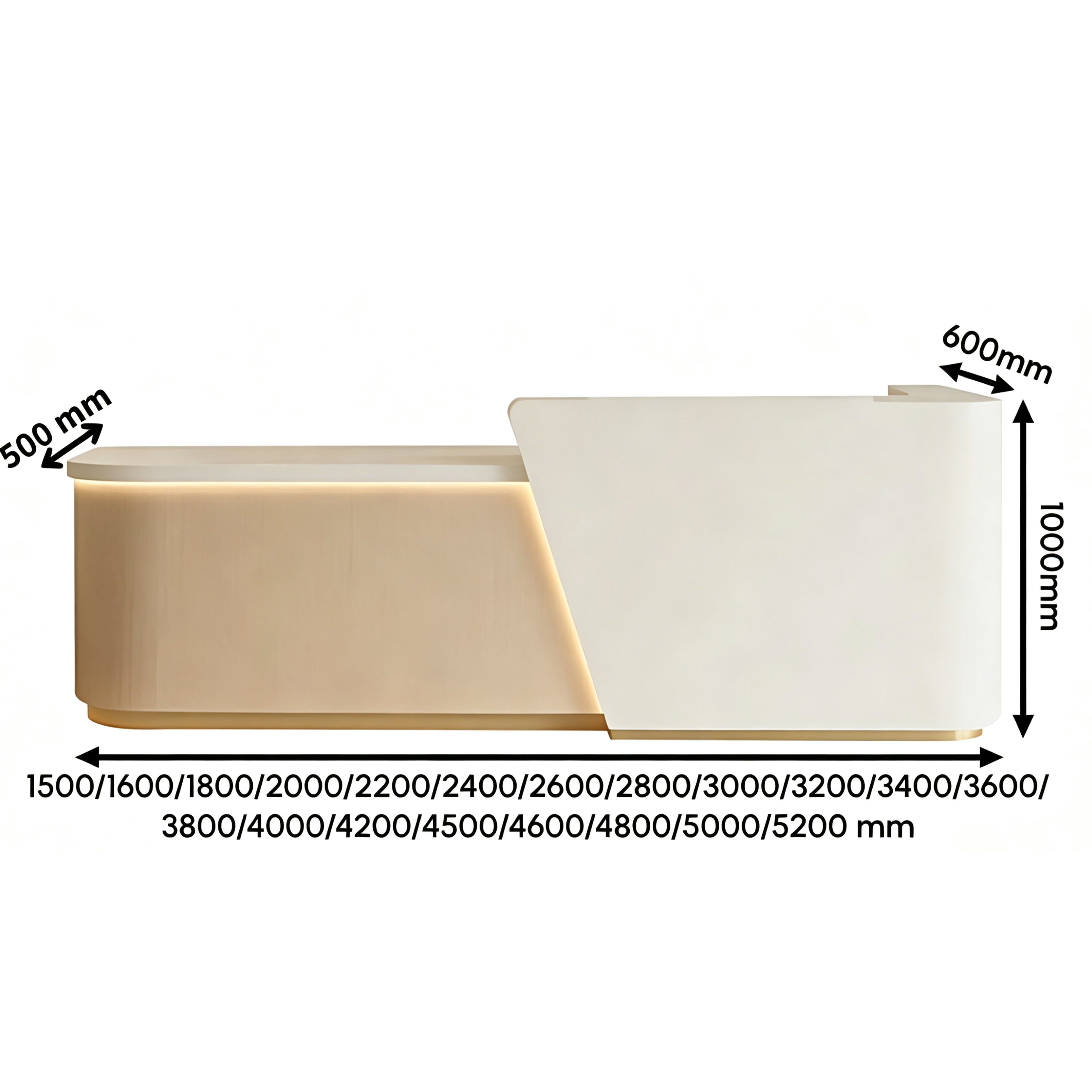 Curved Reception Counter with LED Halo and Transaction Top
