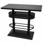 Modern Bar Table with Basket Storage and Foot Rail
