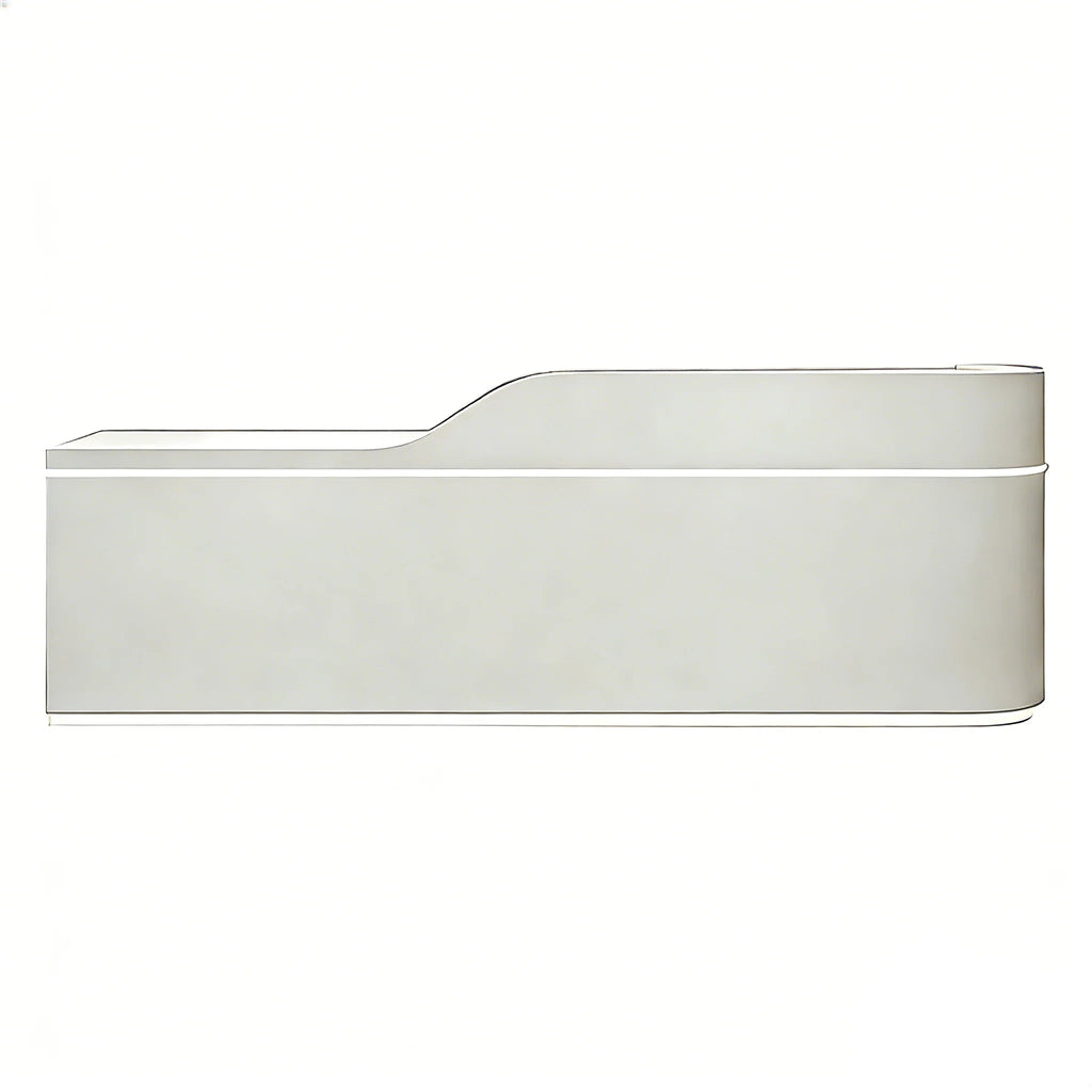 Sleek Curved Reception Counter with Concealed Storage and Service Ledge