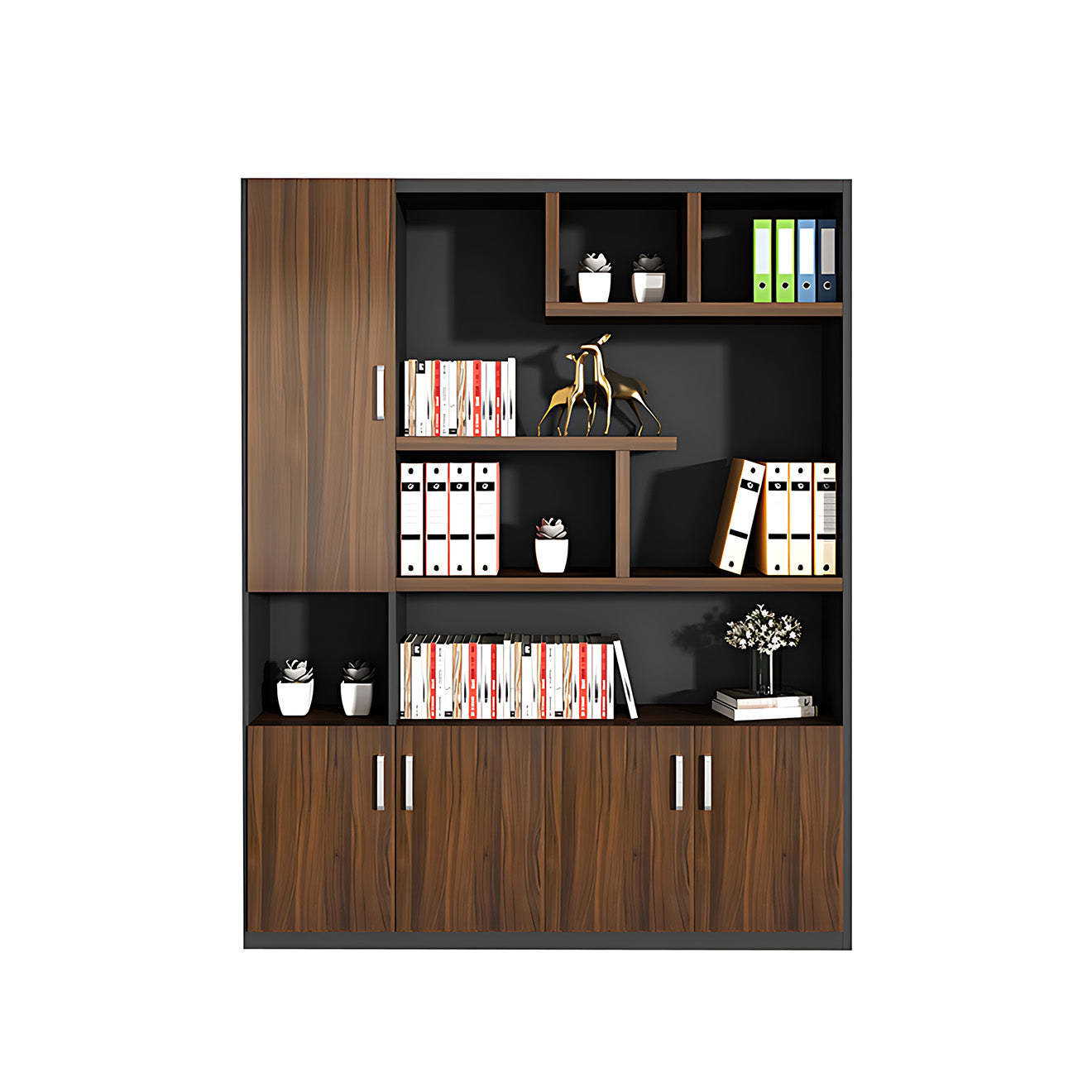 Executive Office Storage Cabinet with Open Display Shelves