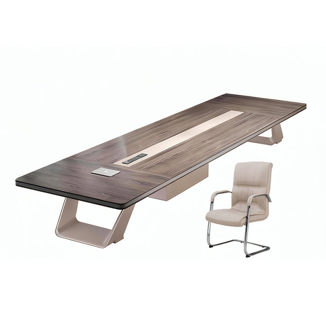 Commercial Boardroom Conference Table with Integrated Power and Cable Management