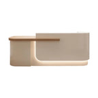 Modern Curved Reception Desk with Return Counter and Timber-Look Side Panel