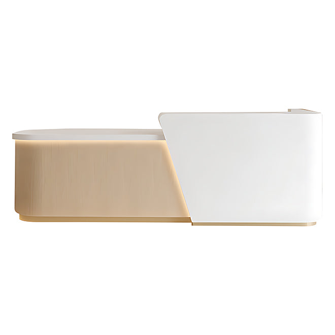 Curved Reception Counter with LED Halo and Transaction Top