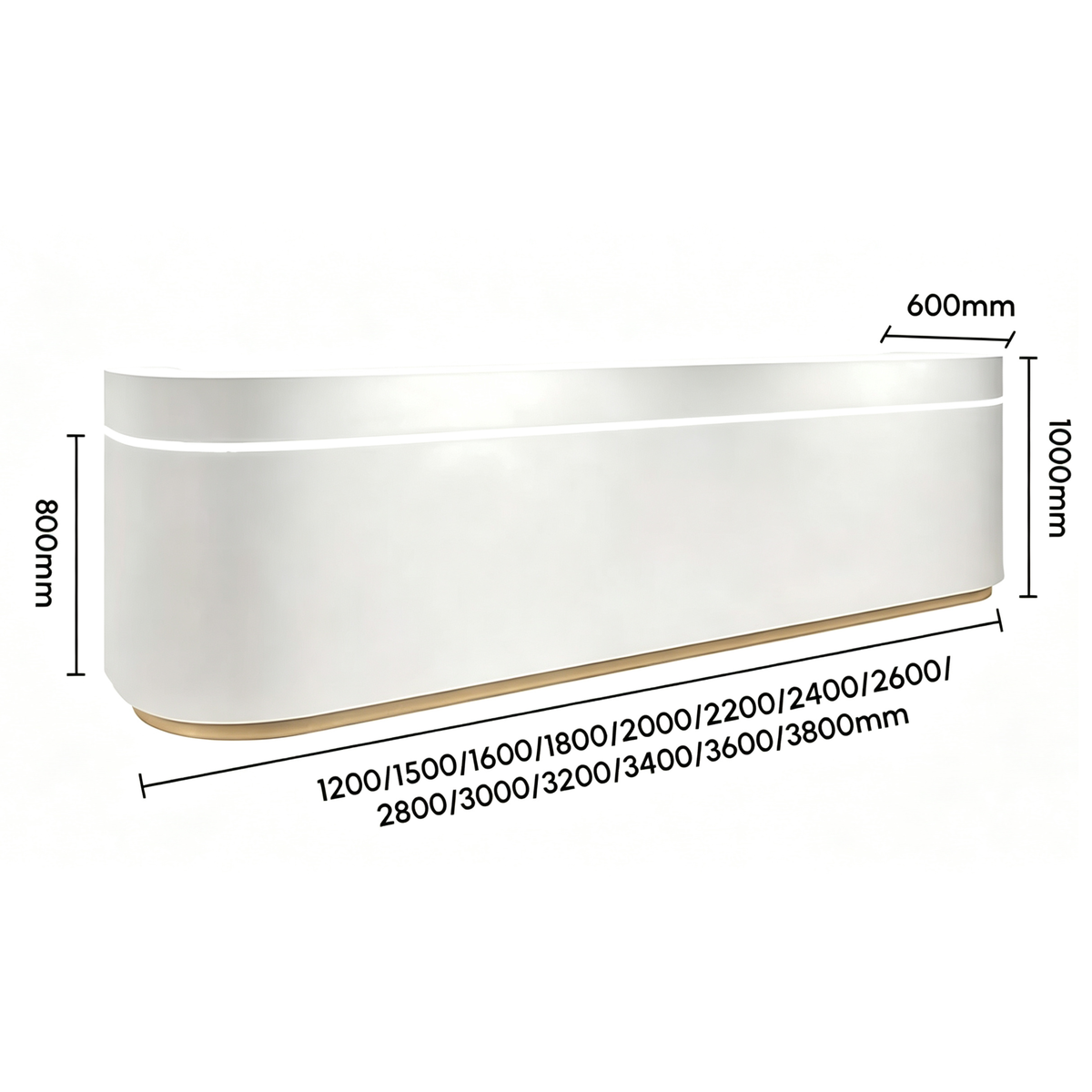 Modern Curved Reception Desk with Soft LED Glow and Dual Workstations
