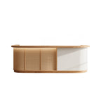 Contemporary Curved Reception Counter with Natural Finish
