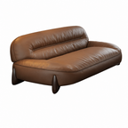 Modern Leather Sofa with Feather-Filled Cushions