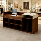 Multi-Functional Corner Reception Desk with Stylish Storage Solutions