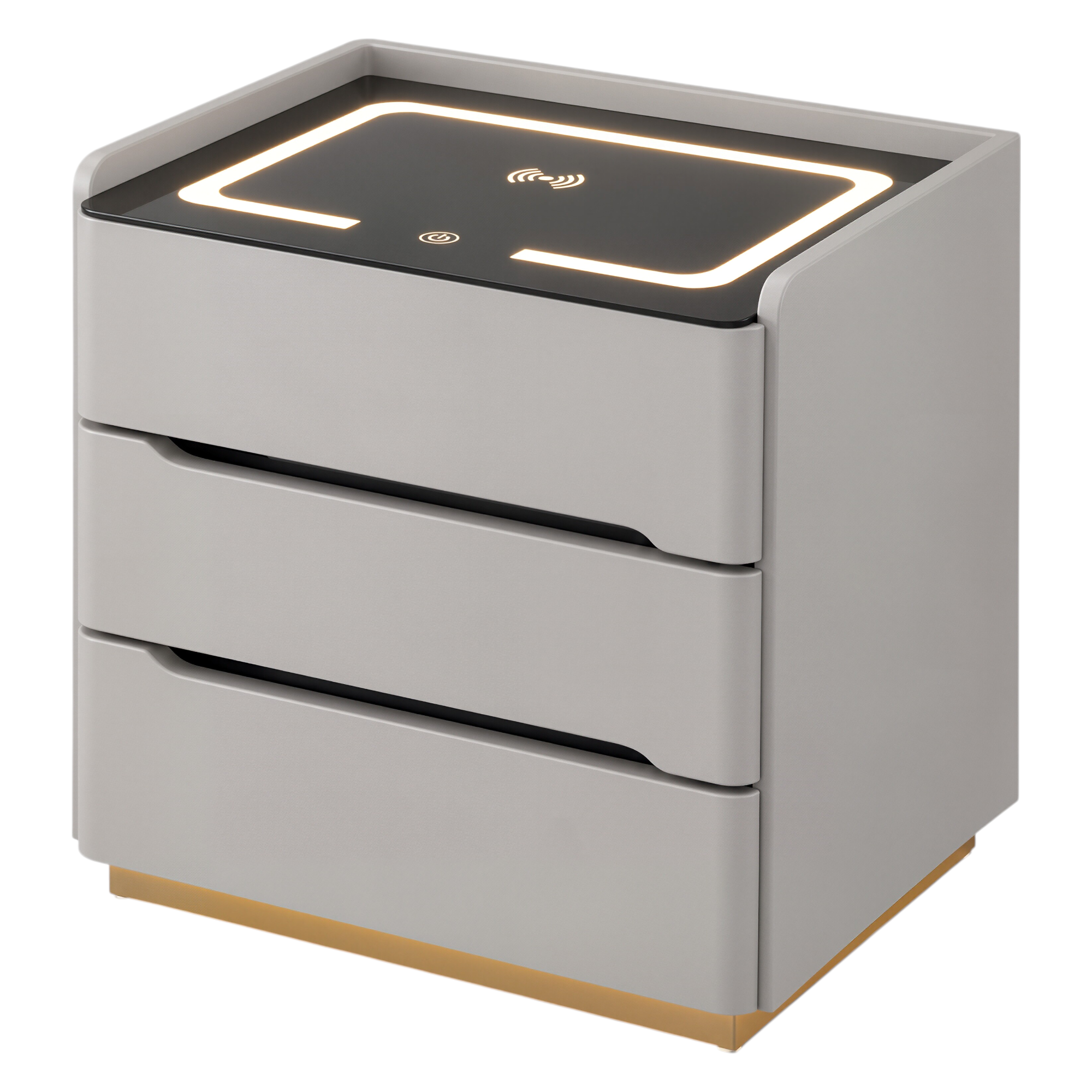 Smart Bedside Table with Wireless Charging and LED Light