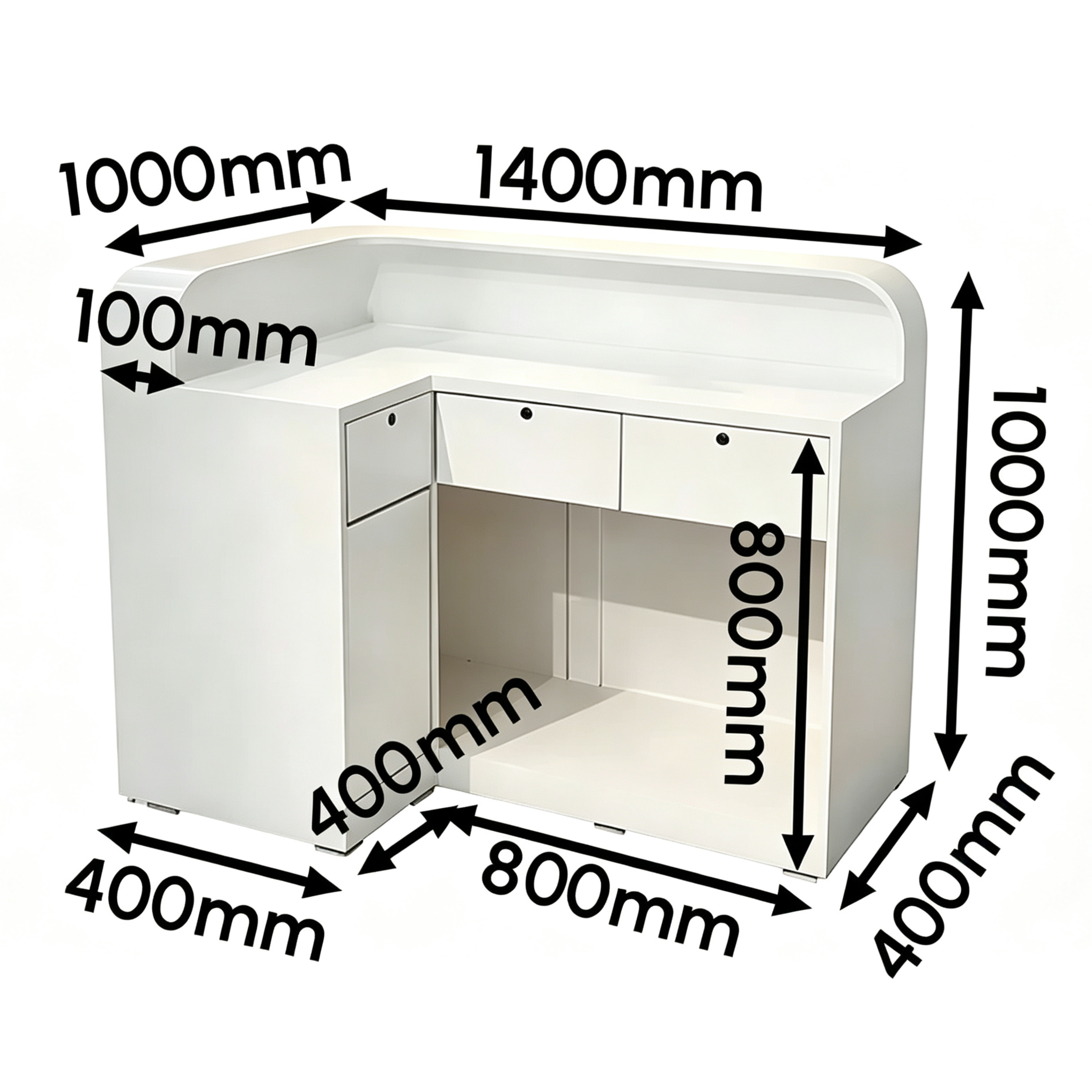 Modern Rounded Reception Desk with Raised Countertop