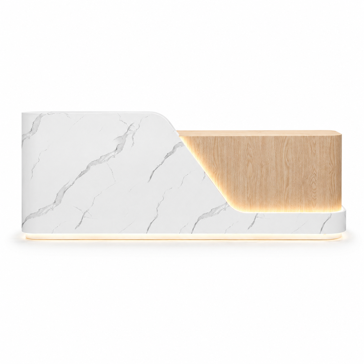 Modern LED Reception Counter with Rounded Corner Design