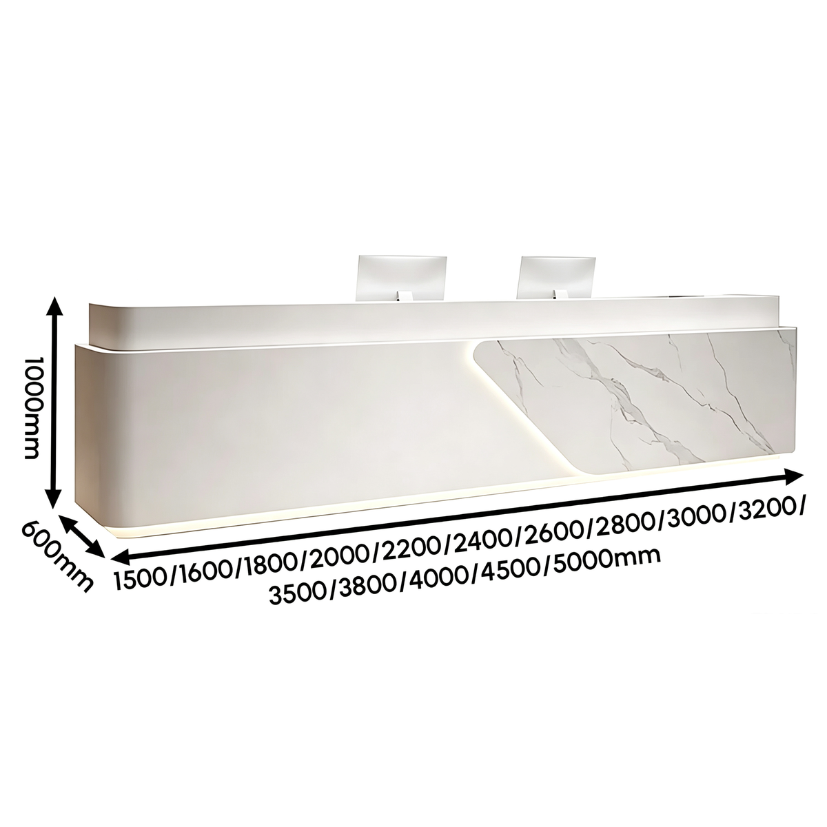 Premium Office Reception Desk with Lockable Storage and LED Lighting