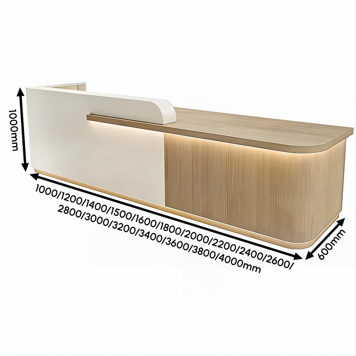 Modern Lit Beauty Salon Reception Desk with Sleek Two-Tone Design